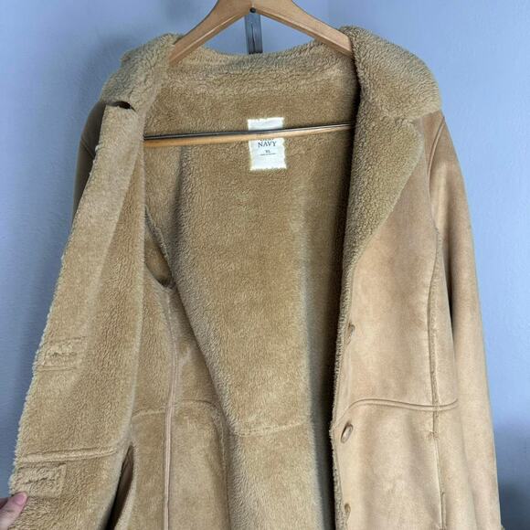Y2K Tan Faux Suede Coat Longline Penny Lane Afghan Coat - Picture 5 of 7